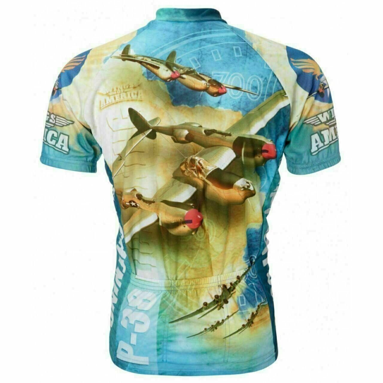 Cycling jersey US Air Force P-38 Lightning WWII Short sleeve Full zip men's