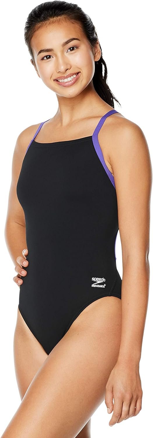 Speedo Swimsuit One Piece Endurance+ Flyback Adult Team Colors Black/Purple, 32