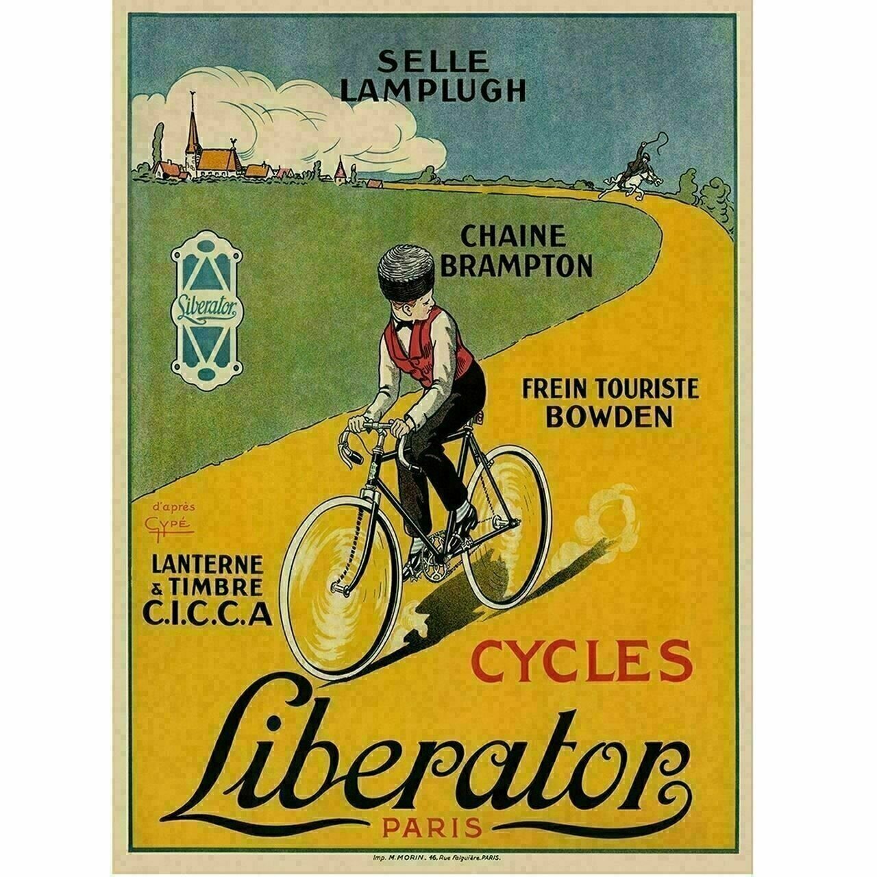 Cycling Poster Cycles Liberator Paris Vintage Bicycling -d'apres Gype