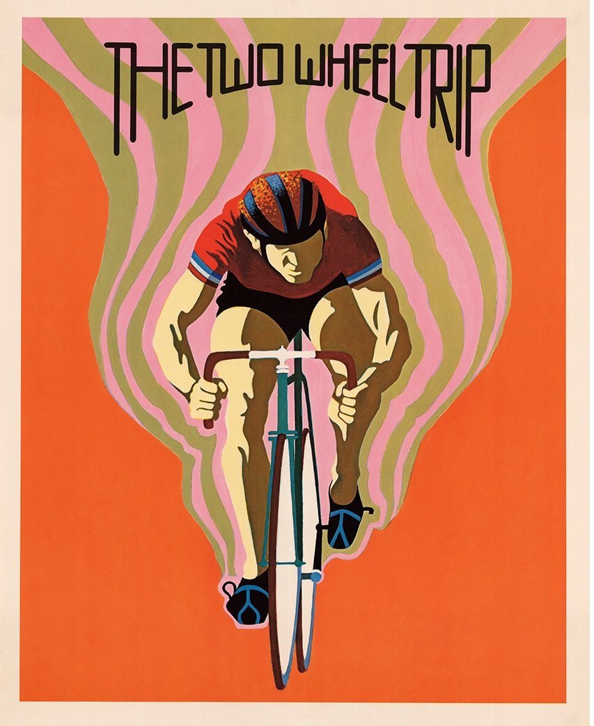 Two Wheel Trip  Vintage Bicycle Art Poster