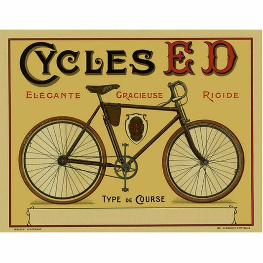 Cycling Poster Cycles ED Cycling Poster Vintage Bicycling Art Poster