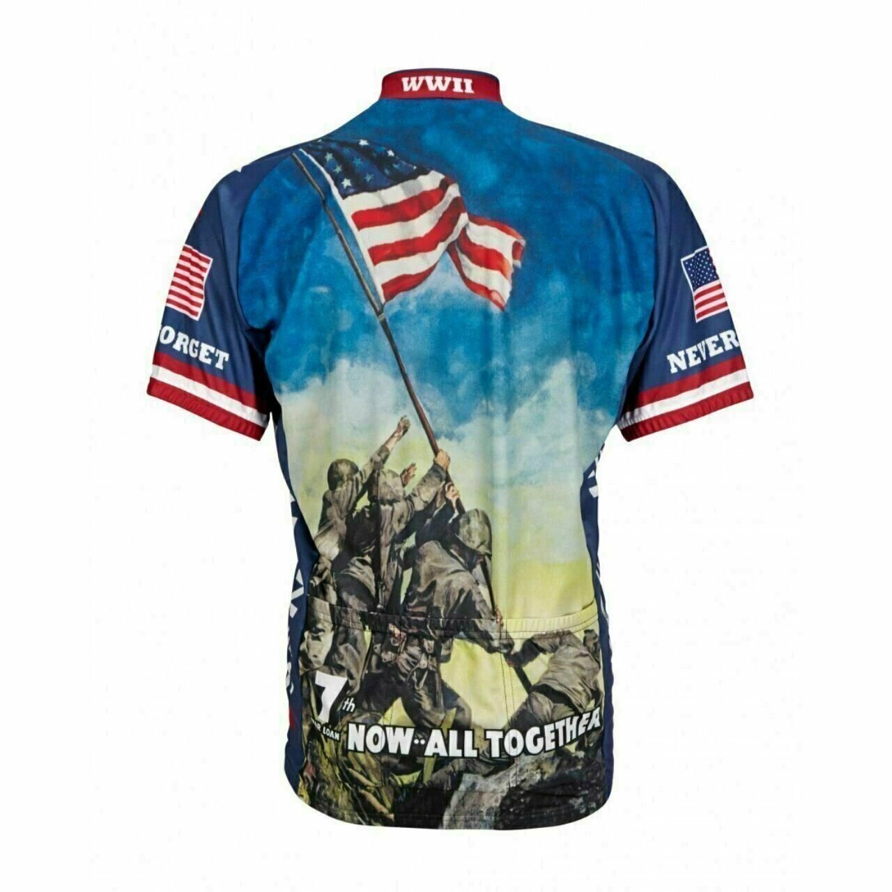 Cycling Jersey WW2 Iwo Jima Never Forget Short sleeve Full zip men's