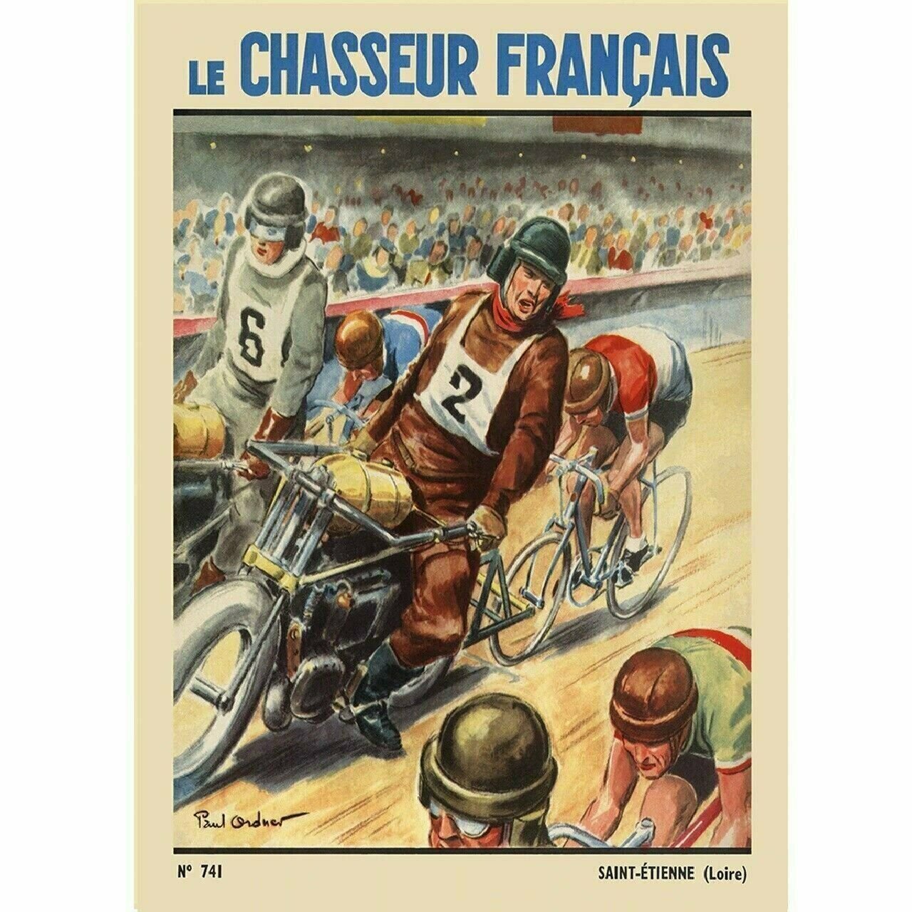 Cycling Poster Le Chasseur Francais Vintage Bicycling Art Poster by Paul Ordner