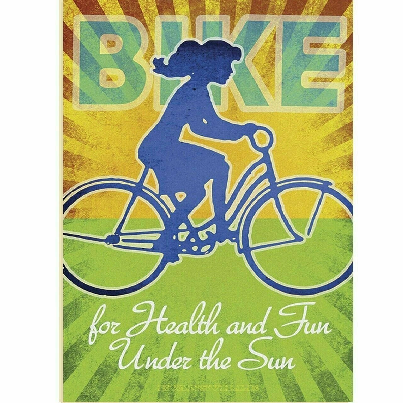 Cycling Poster Bike for Health and Fun Bicycling Art Poster by John Evans