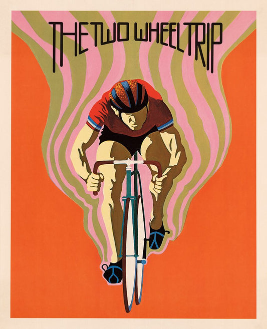 Two Wheel Trip  Vintage Bicycle Art Poster