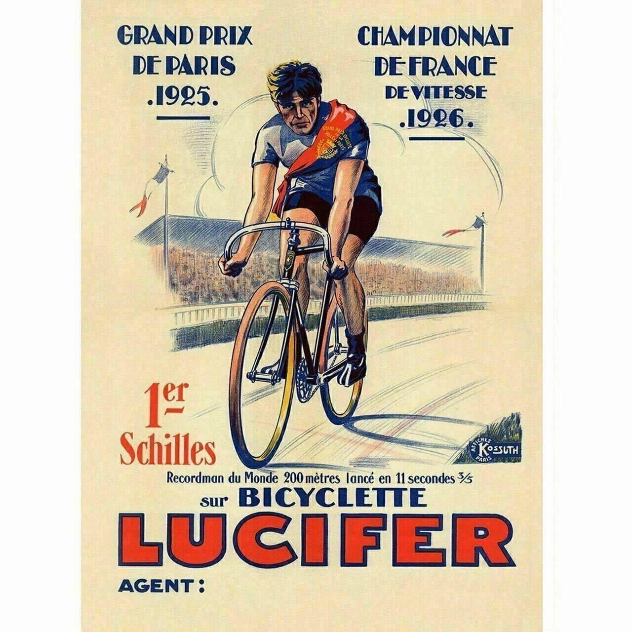 Cycling Poster Bicyclette Lucifer Cycling Poster Vintage Bicycling Art Poster