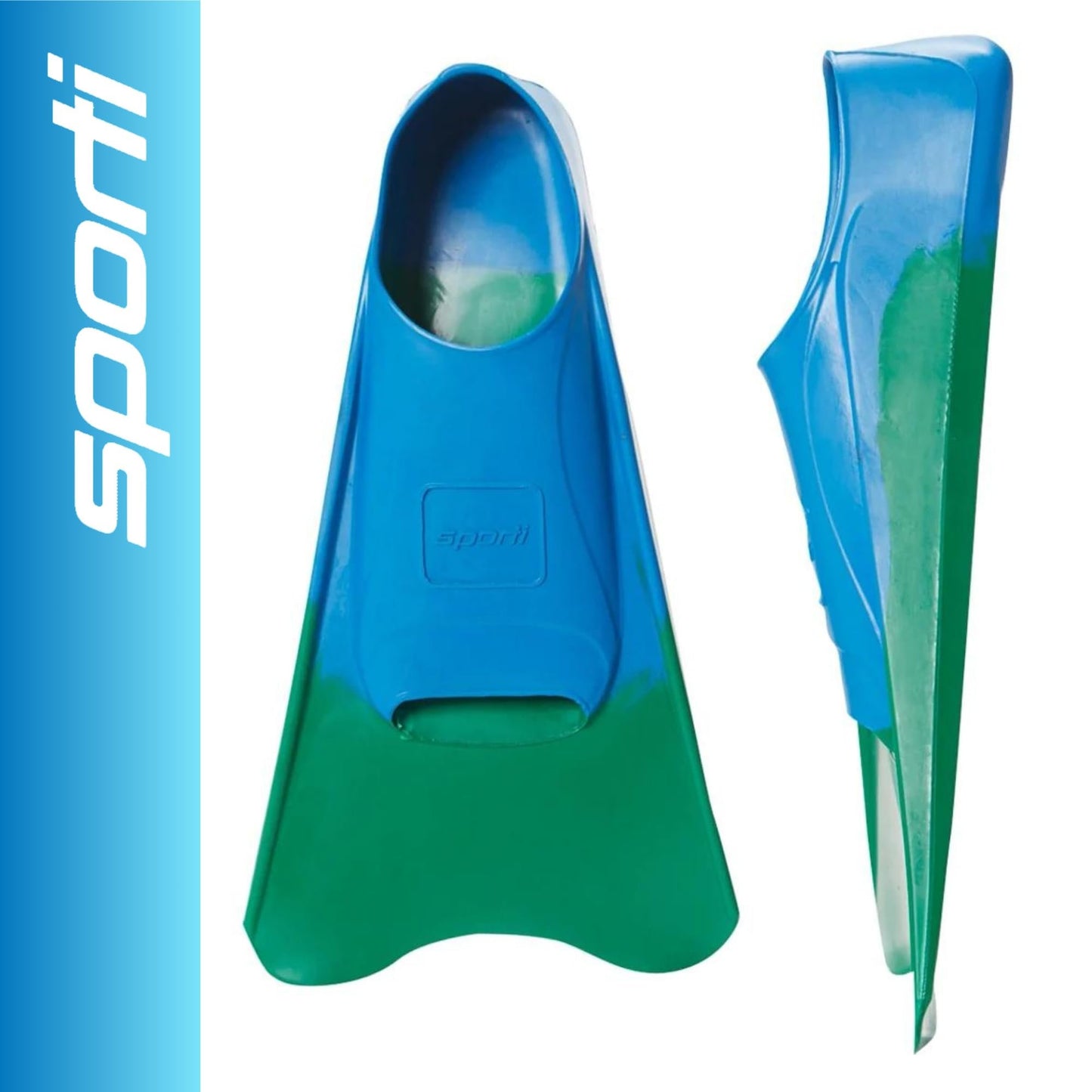 Sporti Essential Training Swim Fins (Color) - M 11-12 / W 12-13 (GreenBlue)