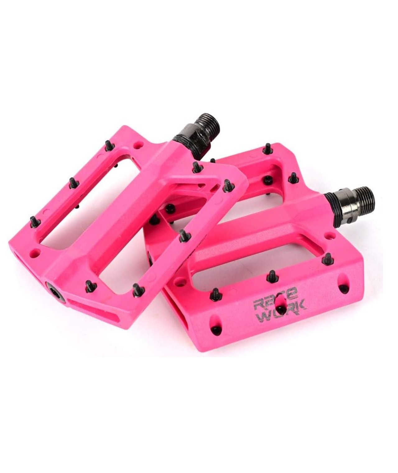 Catazer Mountain Bike Pedals BMX Pedals Nylon Fiber Non-Slip Bicycle Pedals Clycling Pedals (Pink)