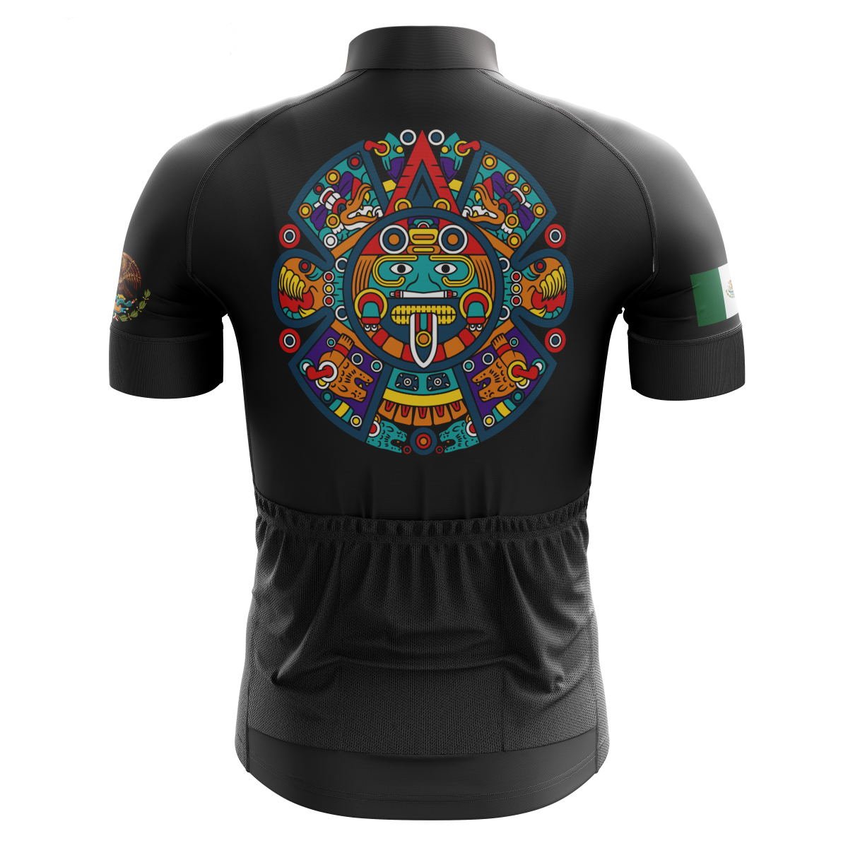 Cycling Jersey Mexico Aztec Medallion Print full Zip Mens