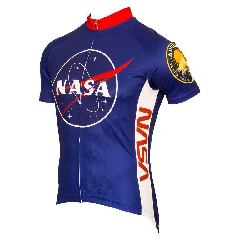 Cycling JERSEY Retro NASA Logo MEN'S Red/white/blue full zipper short sleeve