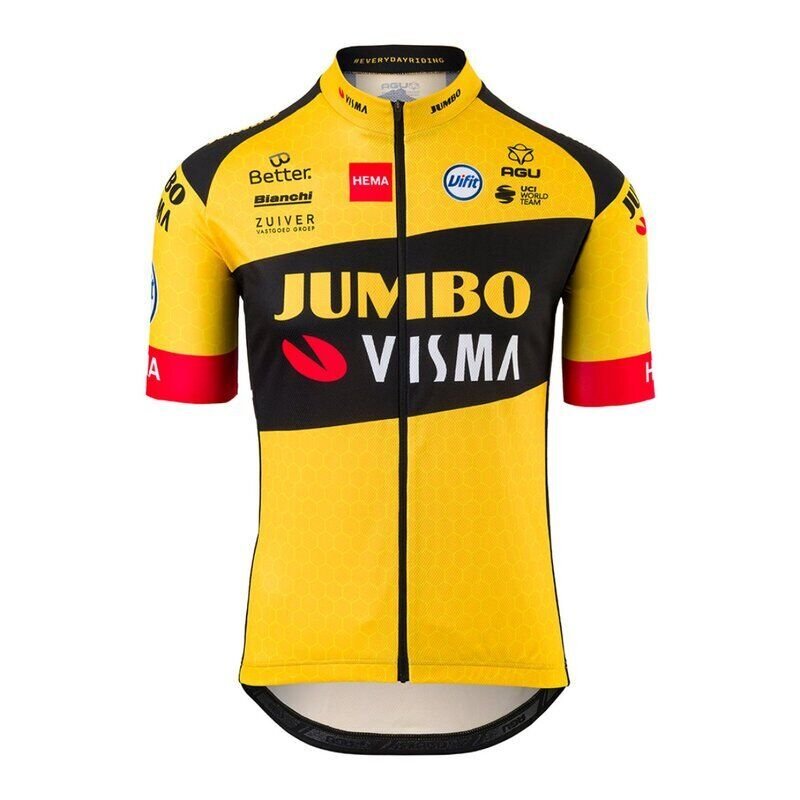 Cycling Jersey AGU Team Jumbo Visma Short Sleeve Cycling jersey Yellow