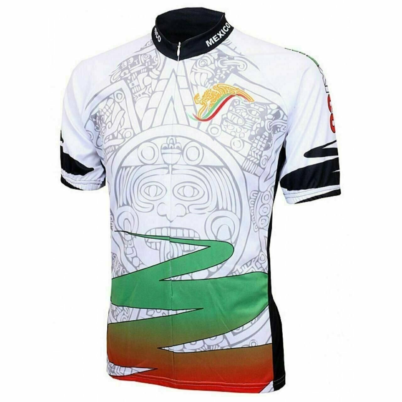 Cycling Jersey Mexico Aztec design Logo  Short sleeve Full zip men's