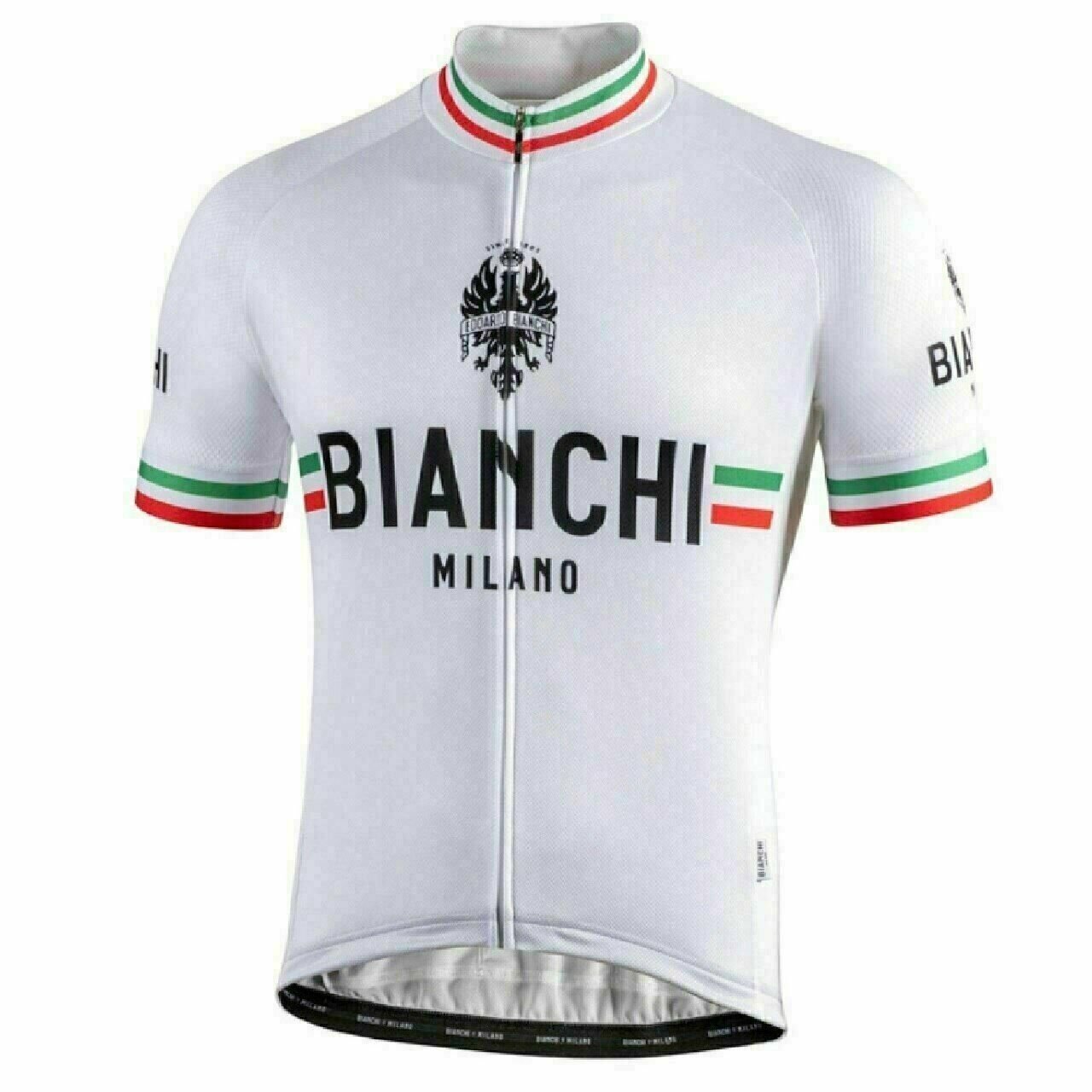 Cycling Jersey Nalini Bianchi-Milano ISALLE Short Sleeve Full Zip White