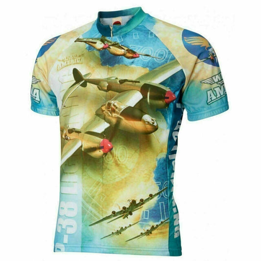 Cycling jersey US Air Force P-38 Lightning WWII Short sleeve Full zip men's