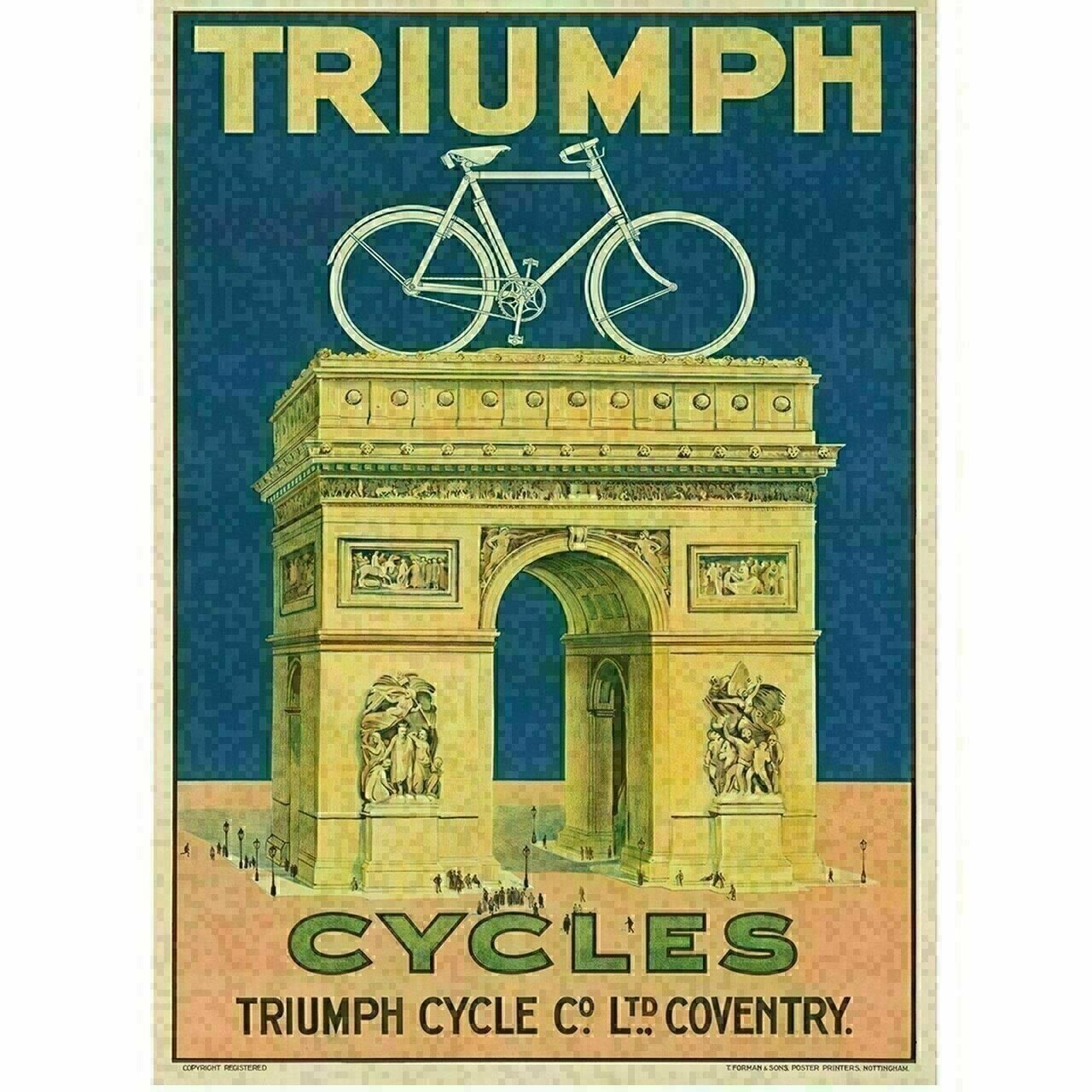 Cycling Poster Triumph Cycles Bicycle  Vintage Bicycling Art Poster