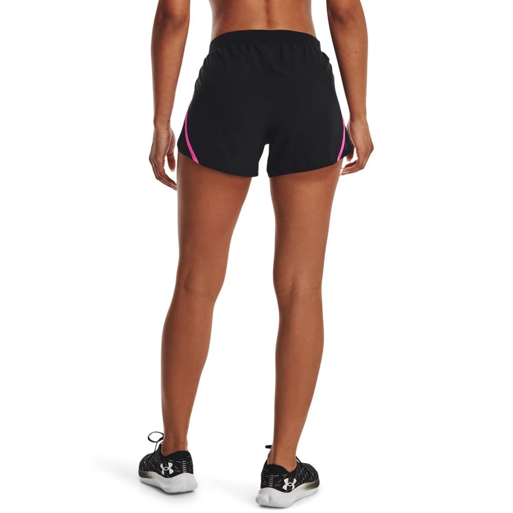 Under Armour Fly by 2.0 Running Shorts, Black/Rebel Pink/Reflective, Medium