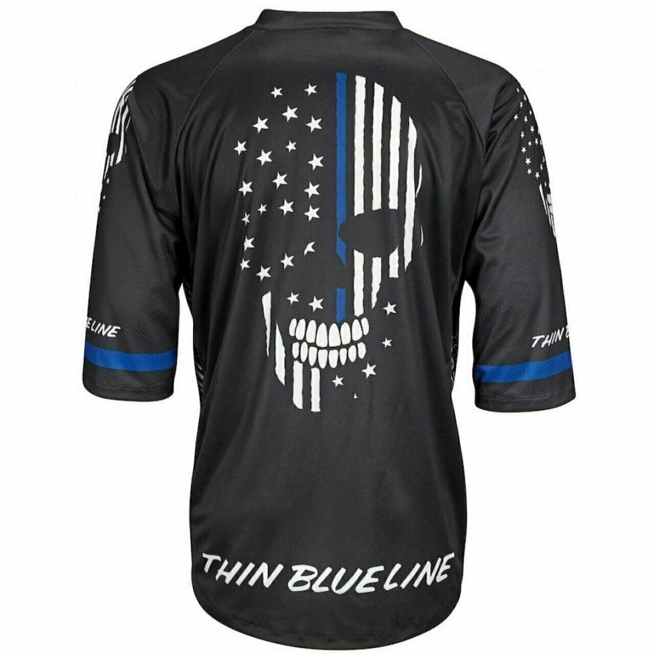 Mountain Bike Jersey Thin Blue Line Men's 3/4 length sleeve loose fit