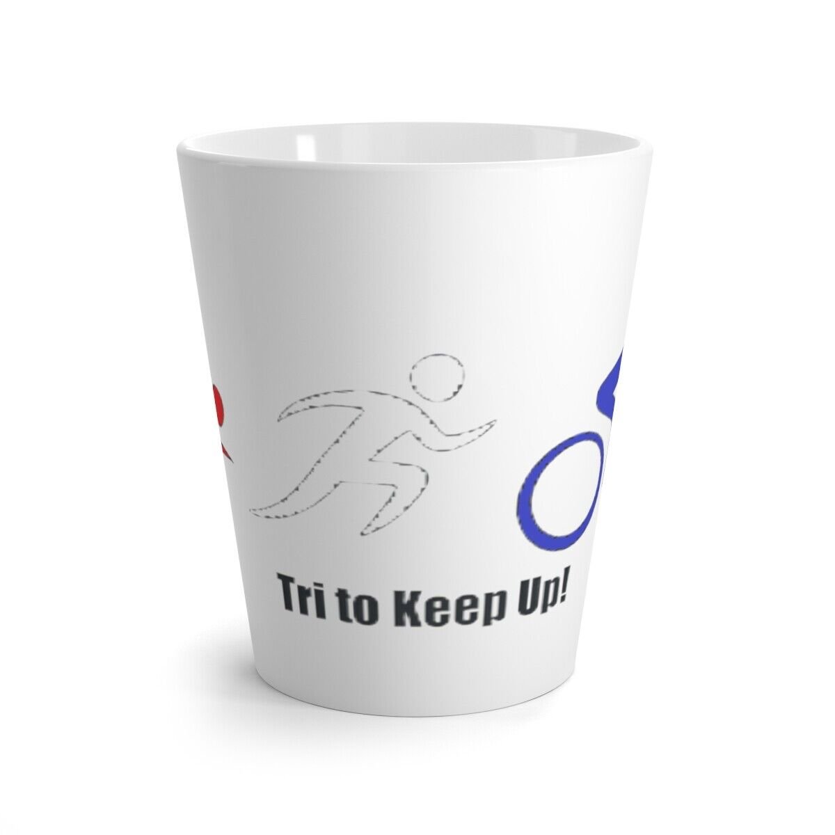 Makalu Tri to Keep Up Triathlon Latte Coffee Mug 12oz-RWB