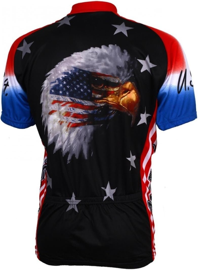 Cycling Jersey American Eagle Patriotic Short Sleeve Men's 3/4 zip