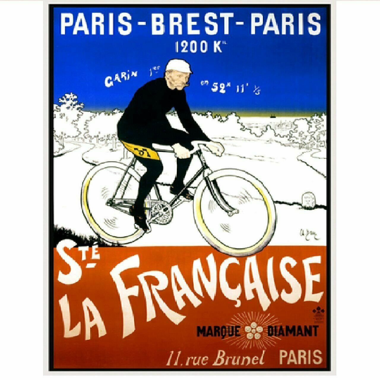 Cycling Poster Paris-Brest-Paris Poster Vintage Bicycle Poster - 24" x 36"