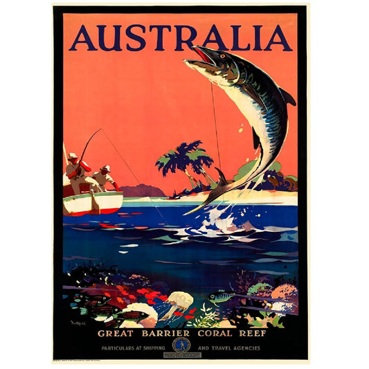 Barrier Reef Sport Fishing Australia Travel Poster Reproduction